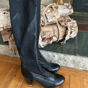 Tory Burch Elegant Black Over the Knee Boots